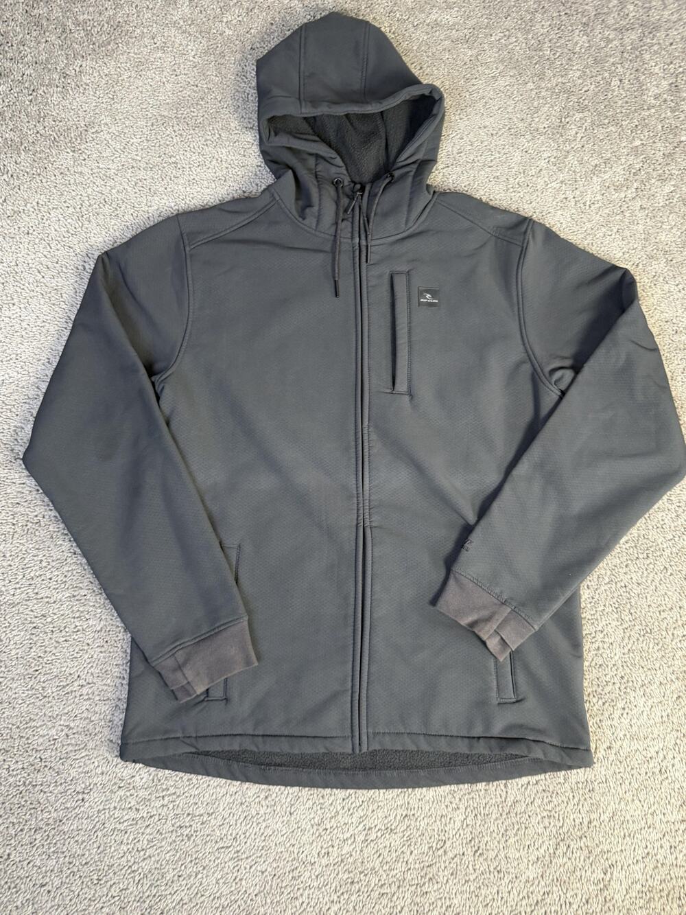 Rip Curl Jacket Mens XL Black Anti Series Soft Tech Fleece Hooded Windbreaker